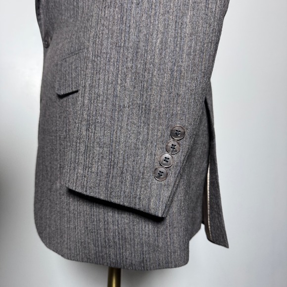 1980s Pierre Cardin Suit Mens 38R 30x31 Grey Pinstripe Vintage 2-Button - Picture 2 of 5